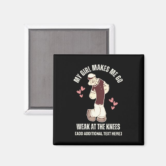 Imã Dia de os namorados Divertido, POPEYE Fraco Nos Jo (Front/Back)