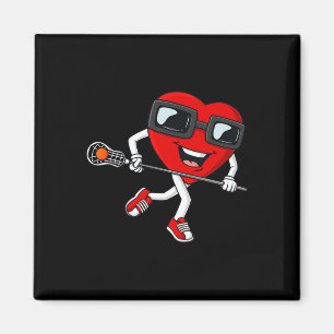 Imã Dia de os namorados Heart Holding Lacrosse Stick B