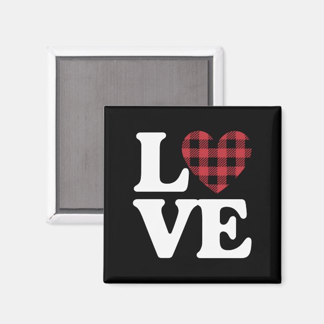 Imã Dia de os namorados Heart Xadrez Love (Front/Back)