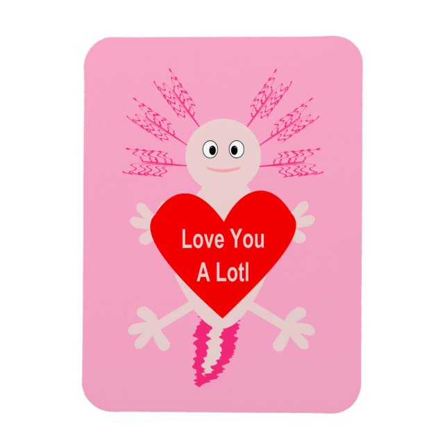 Ímã Dia de os namorados Love Heart Axolotl (Vertical)