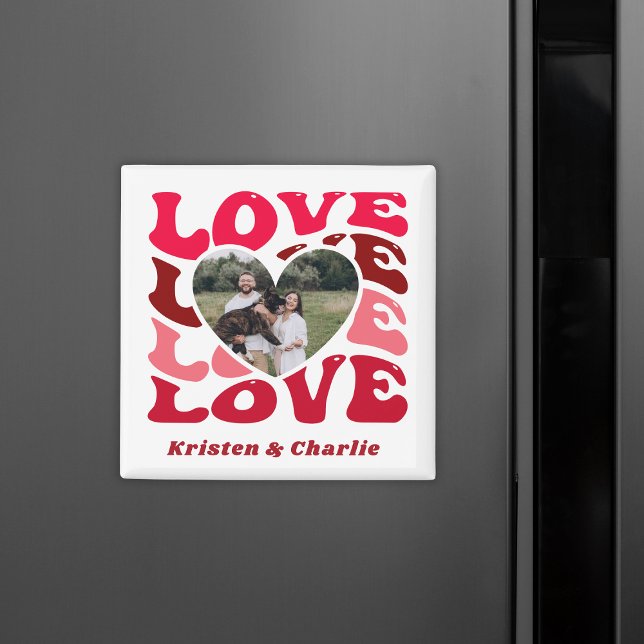 Imã Dia de os namorados Love Personalizado Nomes de Fo (Valentine's Day Love Custom Photo & Couple Names Magnet
)