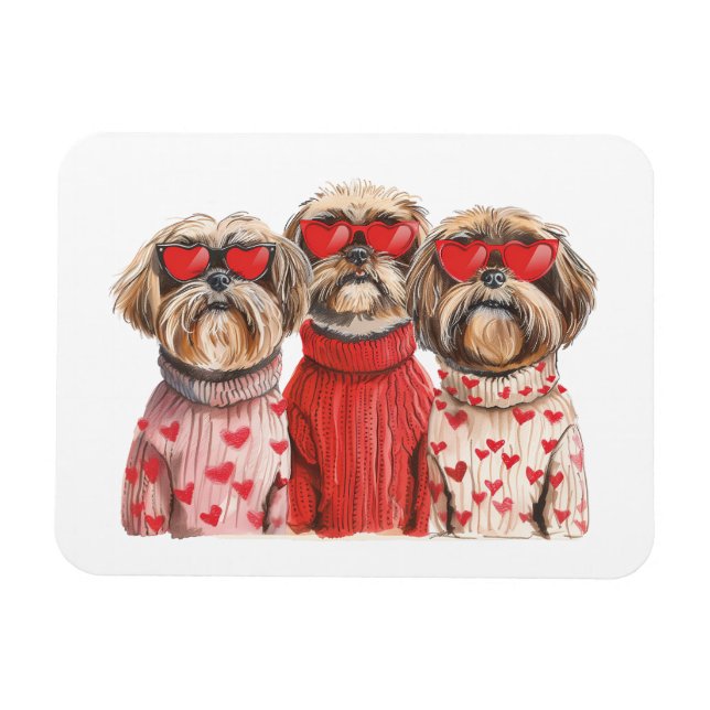 Ímã Dia de os namorados Shih Tzu Dogs (Horizontal)