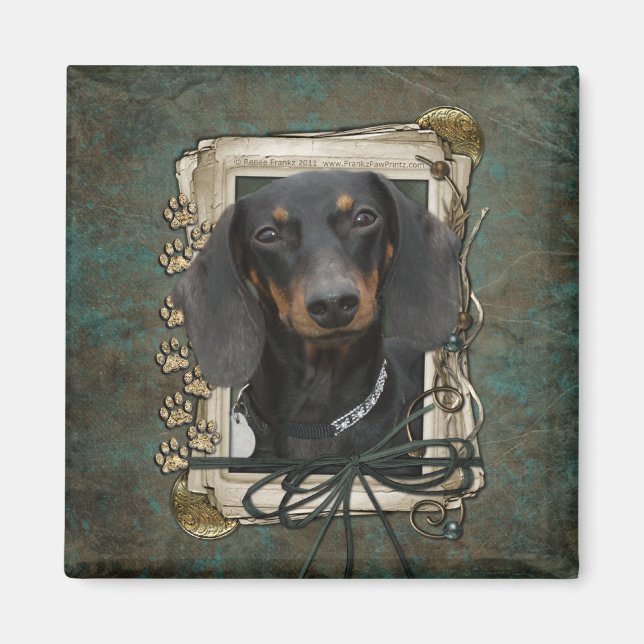 Imã Dia de os pais - Pedras Pedras - Dachshund - Winst (Frente)