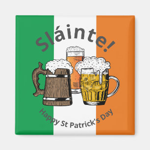 Imã DIA DE SÃO PATRÍCIO Beer Sláinte Irish Flag
