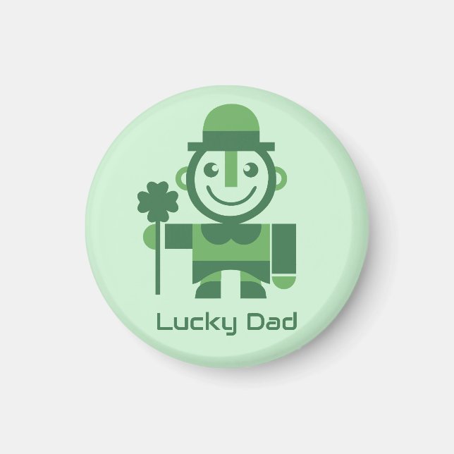 Imã Dia de São Patrício com Leprechaun Sortudo minimal (Frente)