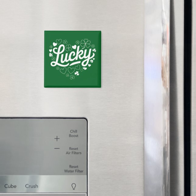 Imã Dia de São Patrício Heart Lucky Clover Shamrock (In Situ (Fridge))