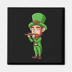 Imã Dia de São Patrício Irlandês Duende Tocando Flauta