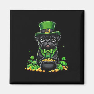 Imã Dia de São Patrício Pug Pug Fofo Leprechaun Trevo