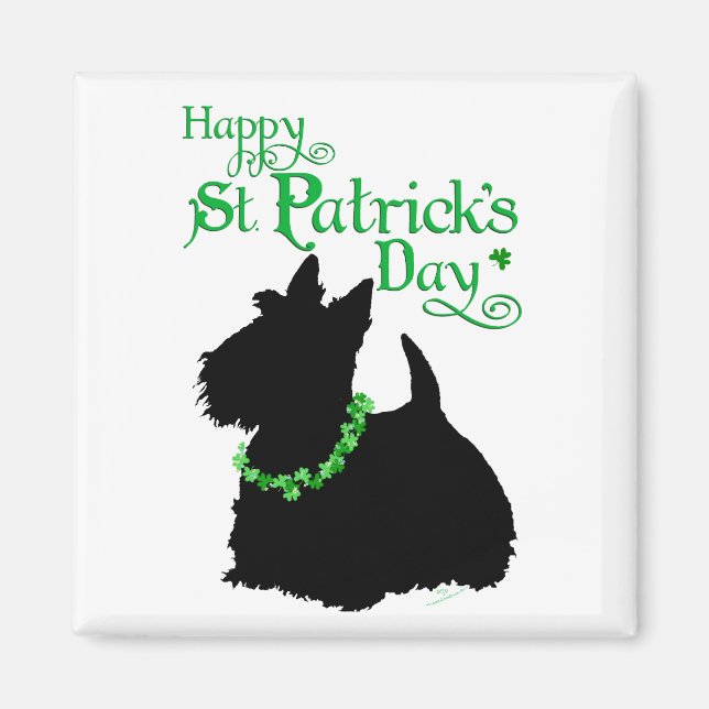 Imã Dia de São Patrício Scottish Terrier (Frente)