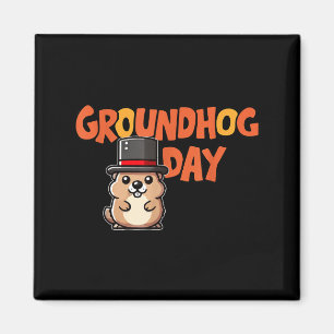 Imã Dia Divertido do Groundhog Feliz 2 de Fevereiro Fe