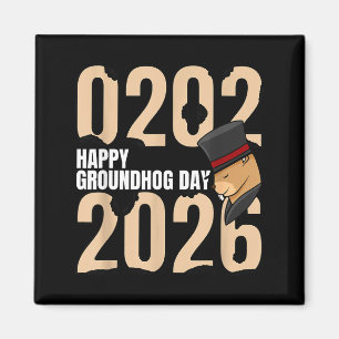 Imã Dia Divertido e Feliz do Groundhog 2 de Fevereiro
