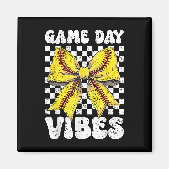 Imã Dia do Jogo Vibes Arco Coquette Softball Mama Soft (Frente)