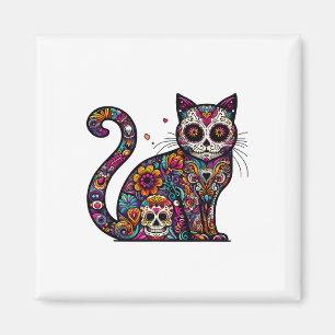 Imã Dia Do Morto Cinco De Mayo Cat Sugar Skull Dia De