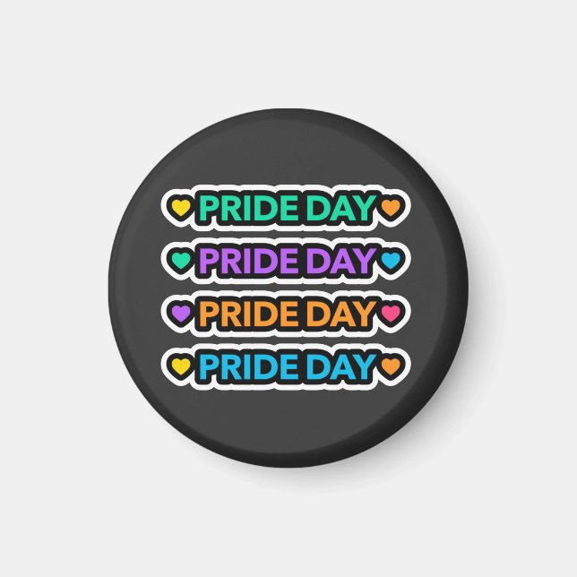 Imã Dia do Orgulho. LGBT+Orgulho. Coração arco-íris. (Frente)