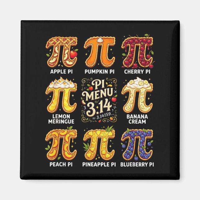 Imã Dia do Pi 3.14 Menu Pi Engraçado Torta de Frutas M (Frente)