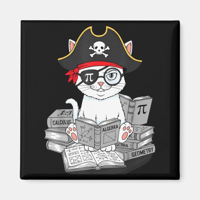 Imã Dia do Pi Gato Nerd de Matemática Pirata Professor (Frente)