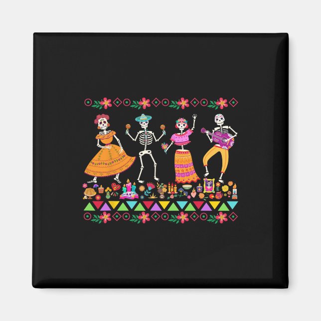 Imã Dia dos Mortos Do Dia De Los Muertos Skeleto Mexic (Frente)