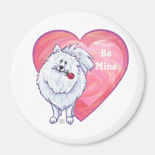 Imã Dia dos namorados branco de Pomeranian