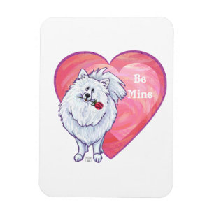 Ímã Dia dos namorados branco de Pomeranian