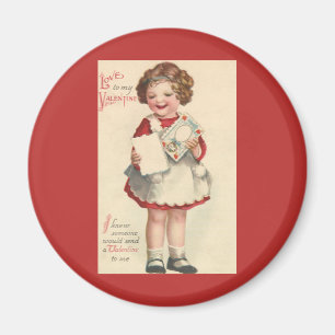 Imã Dia dos Namorados Fofo Vintage, Menina com Carta d
