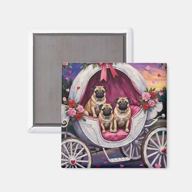 Imã Dia dos Namorados Pug (Front/Back)