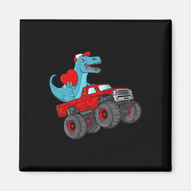 Imã Dia dos Namorados T Rex Pilotando Caminhão Monstro (Frente)