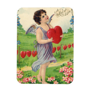 Ímã Dia dos Namorados Vintage, Anjo Vitoriano com Cora