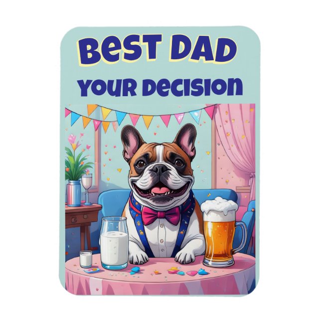 Ímã Dia dos Pais com Bulldog Francês (Vertical)
