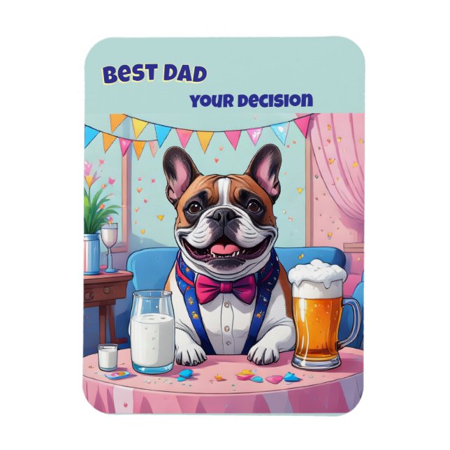 Ímã Dia dos Pais com French Bulldog (Vertical)