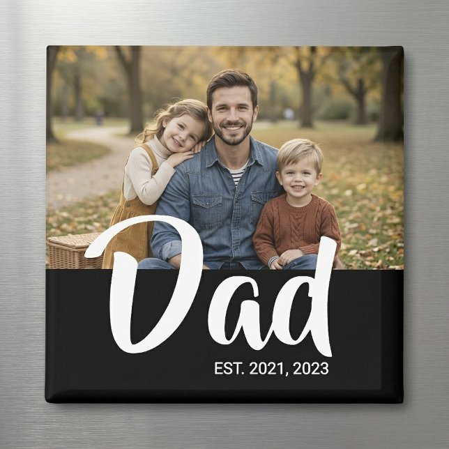 Imã Dia dos Pais Estabelecido Foto (Dad Established Photo Father's Day Magnet)