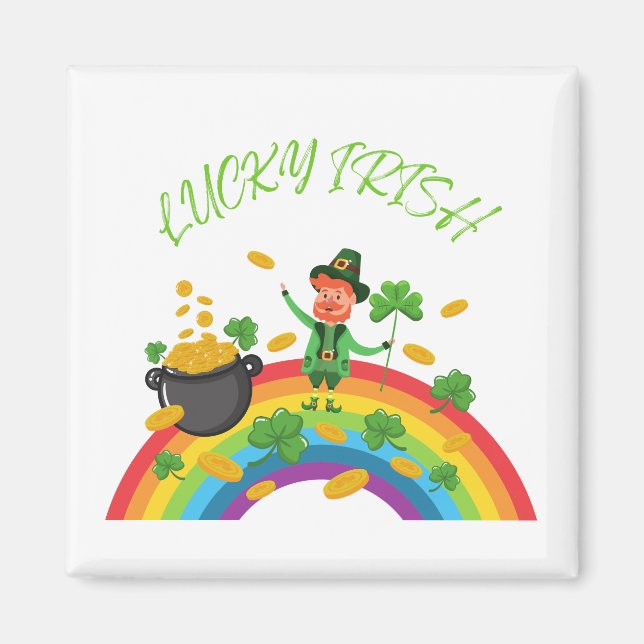 Imã Dia dos Patricks - Engraçada Lucky Irish Leprechau (Frente)