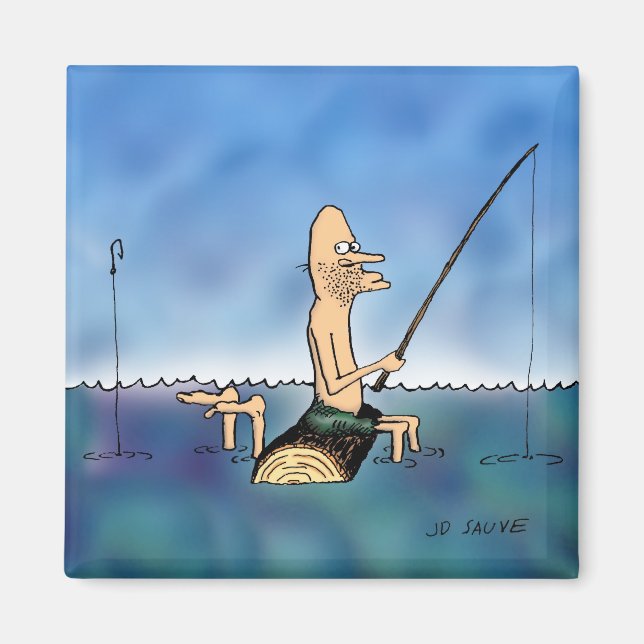 Imã Dia Estranho de Pesca Cartoon (Frente)