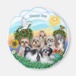 Imã Dia Feliz com Seis Shih Tzus