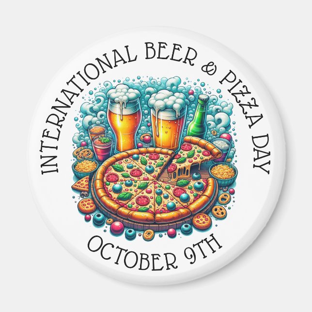 Imã Dia Internacional da Cerveja e Pizza 9 de outubro (Frente)