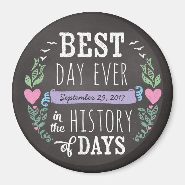 Imã Dia Melhor do Casamento de Chalkboard do Mundo em  (Frente)