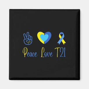 Imã Dia Mundial da Síndrome de Down Paz Amor T21 Azul 
