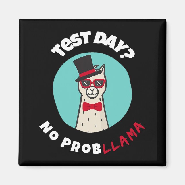 Imã Dia sem problemas Teste engraçado Llama Design (Frente)