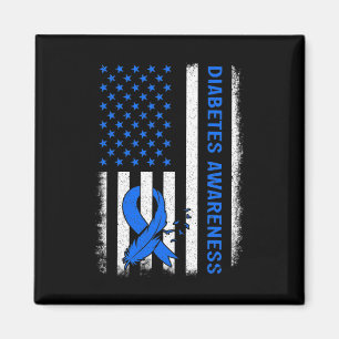 Imã Diabetes Tipo 1 Sensibilização Americana Flag Blue