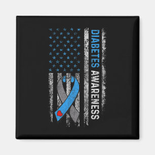 Imã Diabetes Tipo 1 Sensibilização Americana Flag Blue