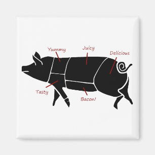 Imã Diagrama de carta engraçado do carniceiro do porc