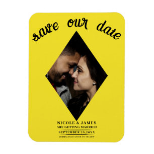 Ímã Diamante Amarelo Brilhante Foto Casamento Salvar a