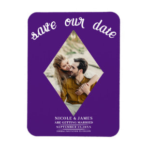 Ímã Diamante Roxo Real Foto Casamento Salve a Data
