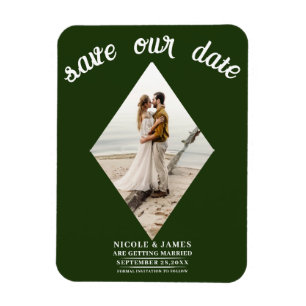 Ímã Diamante Verde Esmeralda Foto Casamento Salve a Da