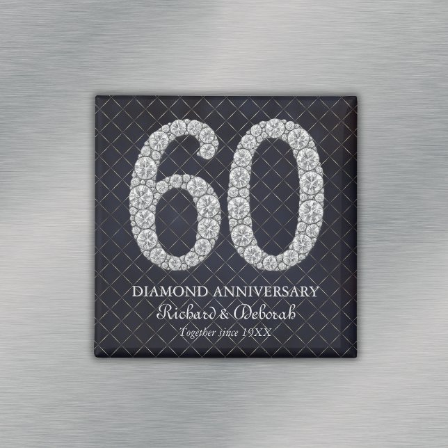 Imã Diamond 60º Aniversário de Casamento (Diamond 60th Wedding Anniversary Keepsake Magnet
)