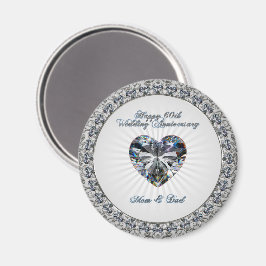 Imã Diamond Heart 60th Wedding Anniversário Magnet