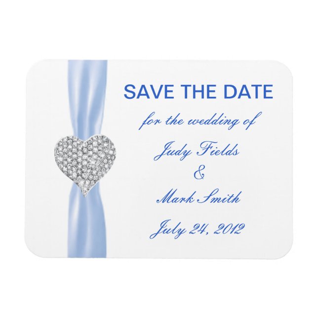 Ímã Diamond Heart Blue Wedding Salve O Magnet (Horizontal)