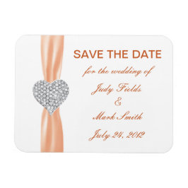 Ímã Diamond Heart Orange Weding The Date Magnet