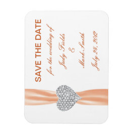 Ímã Diamond Heart Orange Weding The Date Magnet