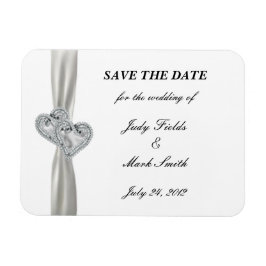 Ímã Diamond Hearts White Wedding Salve The Date Magnet