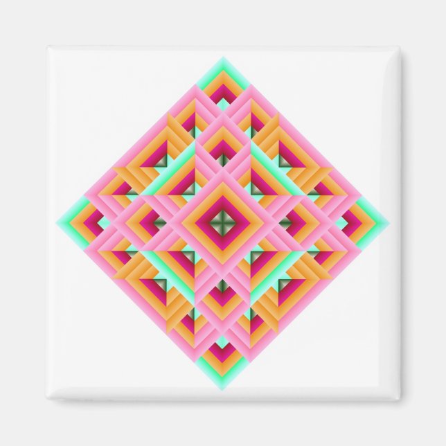 Imã Diamond Quilt em Rosa e Verde (Frente)